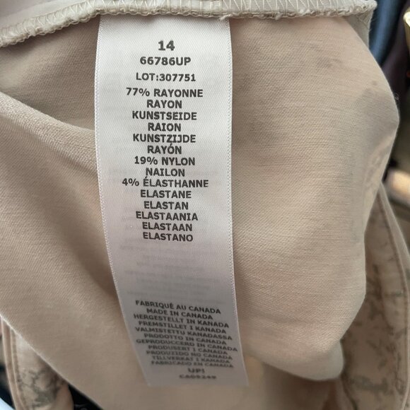 Up! Khaki Beige & Silver Metallic Printed Slim Pants Womens Size 14 Rayon Blend - Picture 5 of 5